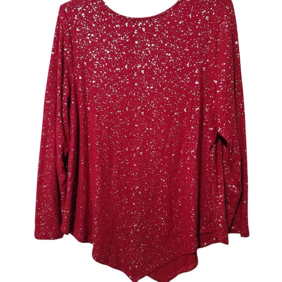 Como Vintage Top Size 2X Red Metallic Long Sleeve - Picture 4 of 9